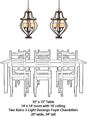 Kalco 3-Light Foyer Chandelier 6108 from the Durango Collection