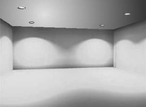 Recessed lighting closer to the walls Recessed lighting closer to the walls highlights the walls.