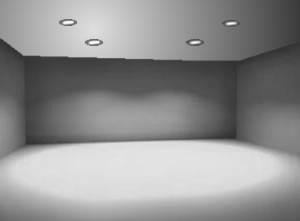 Recessed lighting closer to the center of the ceiling Recessed lighting closer to the center of the room's ceiling lights to light only the floor.