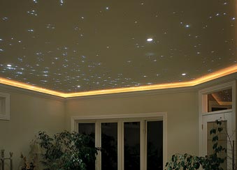 Fiber Optic Star Ceiling Fibers through drywall ceiling.