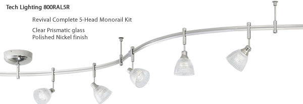 Tech Lighting 800RAL5FC Revival Complete 5-Head Monorail Kit
