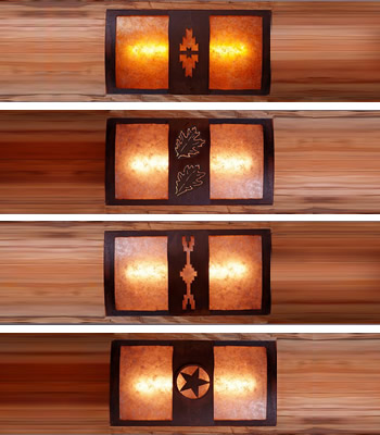 Avalanche Ranch Benton Sconce Curved back - easy to mount horizontally or vertically on a log pole or a flat wall.