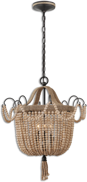 Uttermost 21992 Civenna Natural Wood Beads Chandelier Pendant