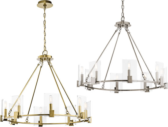 Kichler 43702 8-Light Chandelier from the Signata Collection in Classic Pewter or Natural Brass