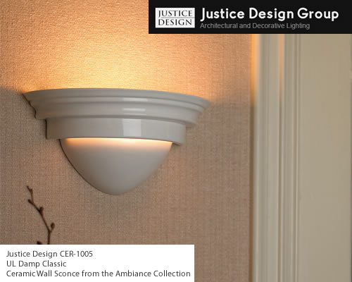 Justice Design CER-1005 UL Damp Classic Ceramic Wall Sconce from the Ambiance Collection