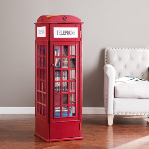 Harper Blvd OS1367ZH or Southern Enterprises AMZ1367ZH Red Phone Booth Storage Cabinet