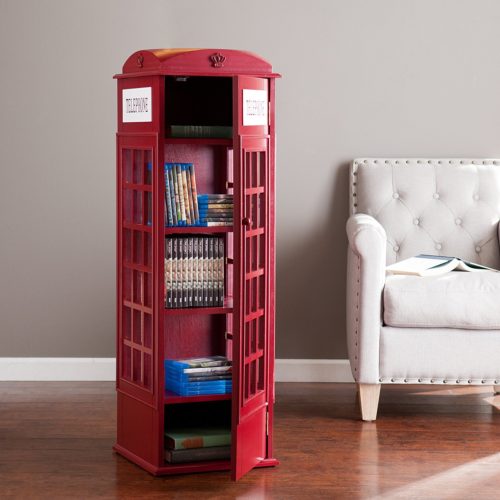 Harper Blvd OS1367ZH or Southern Enterprises AMZ1367ZH Red Phone Booth Storage Cabinet