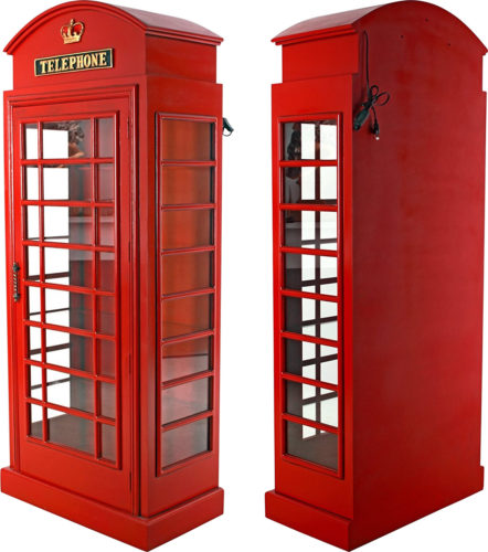 Design Toscano NE36832 6’ British Telephone Booth Lighted Display Cabinet