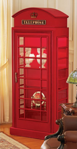 Design Toscano NE36832 6’ British Telephone Booth Lighted Display Cabinet