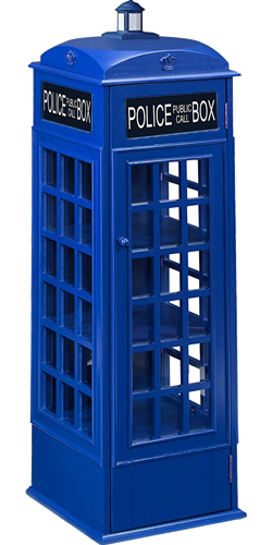 Harper Blvd OS1367ZH or Southern Enterprises AMZ1367ZH Red Phone Booth Storage Cabinet turned into a Doctor Who Police Box