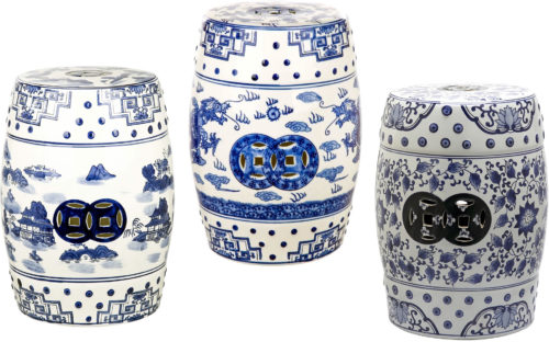 Safavieh Castle Gardens Glazed Ceramic Blue Chinoiserie Garden Stools