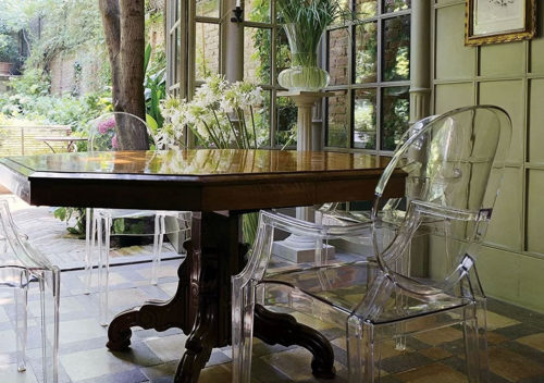 Louis Ghost Chairs in a French Provincial setting