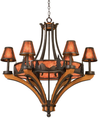 Kalco 5811NI Aspen 6-Light Treescape Chandelier - This Adirondack style chandelier brings the elegant rustic style of the Great Camps of the Adirondack Mountains of New York to your home