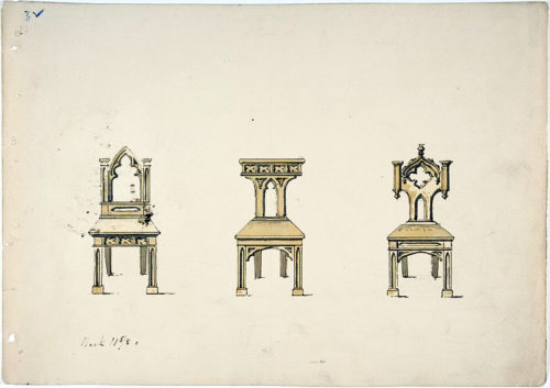 Design for Three Gothic Style Wooden Chairs, British, 19th century from the Metropolitan Museum of Art - Examples of Medieval Influence on Furniture Design – myDesign42