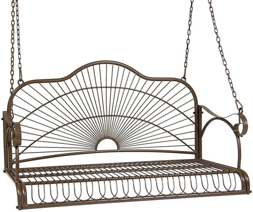 Yaheetech Powder Coated Metal Porch Swing - This metal porch swing has really great lines! It will fit even a smaller porch, at not quite four feet long. - How to choose a relaxing Porch Swings that fits your budget and personalize it to fit your style – mydesign42