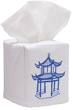 Jacaranda Living Blue and White Pagoda Tissue Box Cover