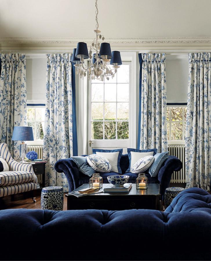 'LAURA ASHLEY' Summer Palace Royal Blue Fabric Cushioned Hanging Heart 