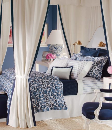 Bedroom with Ralph Lauren Chinoiserie Bedding in Blue and White - Ralph Lauren Chinoiserie