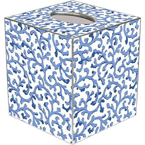 Blue Waverly Scroll Tissue Box Cover - Blue Willow Bathroom Accessories - myDesign42
