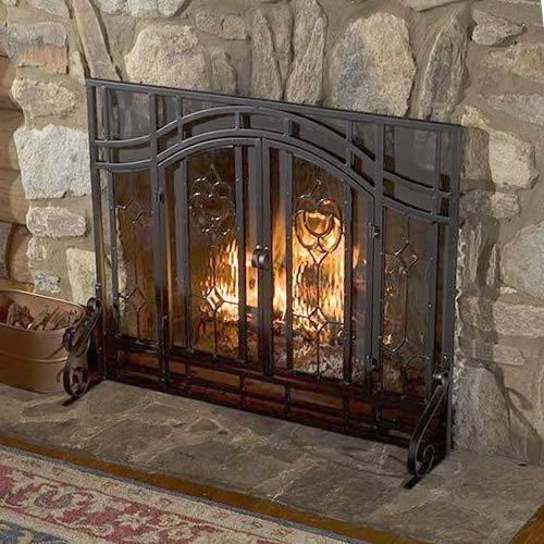 Beveled Glass Diamond Fireplace Screen from Plow & Hearth - Eye-catching and Practical Fireplace Screens – my Design42