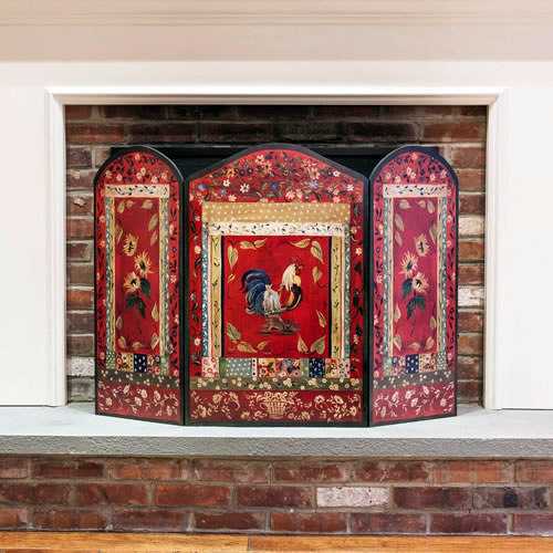 Red Rooster 3-Panel Decorative Fireplace Screen from Stupell Home Décor - Eye-catching and Practical Fireplace Screens – my Design42