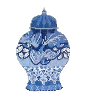 Blue and White Chinoiserie Ginger Jar Cross Stitch Project from Cross-Stitch in Blue & White by Trice Boerens, Debra Wells, Gloria Judson and Terrece Beesley 