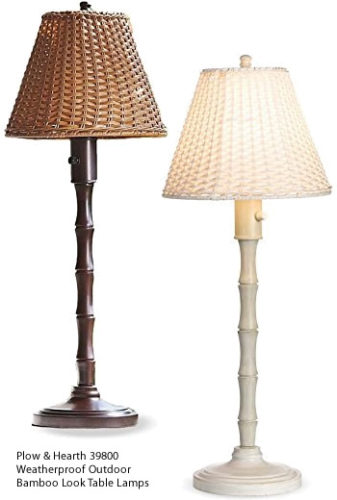 Plow & Hearth 39800 Weatherproof Outdoor Bamboo Look Table Lamps - Table Lamps for Your Porch - Deep Discount Lighting