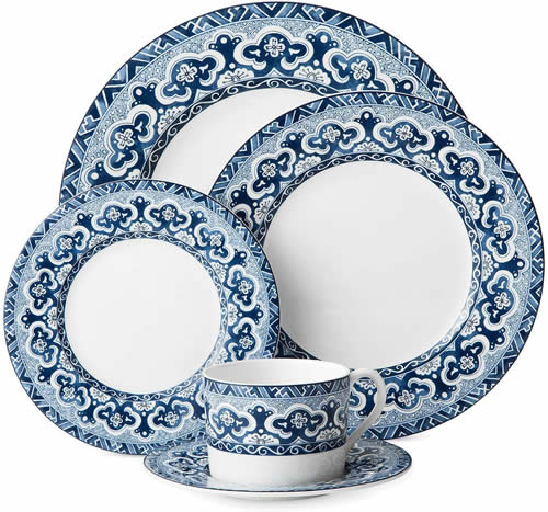 Ralph Lauren Empress 5 Piece Place Setting - Ralph Lauren Blue and White Chinoiserie Fine China Dinnerware- my Design42