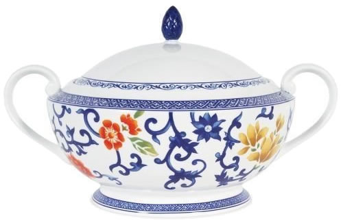 Ralph Lauren Mandarin Blue Floral Covered Casserole - Ralph Lauren Blue and White Chinoiserie Fine China Dinnerware- my Design42