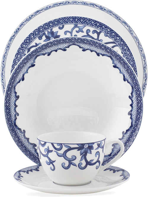 Ralph Lauren Mandarin Blue Place Setting - Ralph Lauren Blue and White Chinoiserie Fine China Dinnerware- my Design42