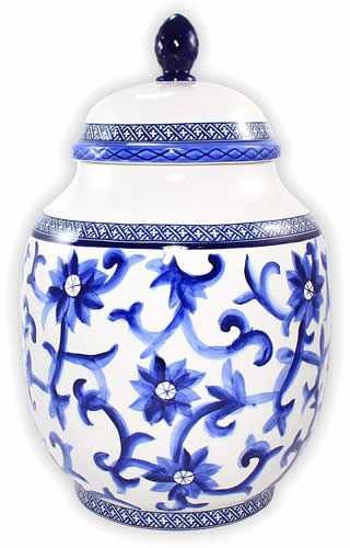 Ralph Lauren Mandarin Blue Large Ginger Jar Canister - Ralph Lauren Blue and White Chinoiserie Fine China Dinnerware- my Design42