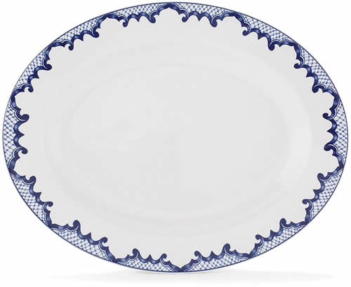 Ralph Lauren Mandarin Blue Oval Serving Platter - Ralph Lauren Blue and White Chinoiserie Fine China Dinnerware- my Design42