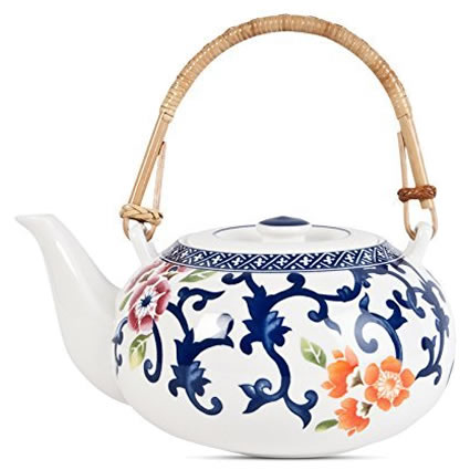 Ralph Lauren Mandarin Blue Floral Oriental Teapot - Ralph Lauren Blue and White Chinoiserie Fine China Dinnerware- my Design42