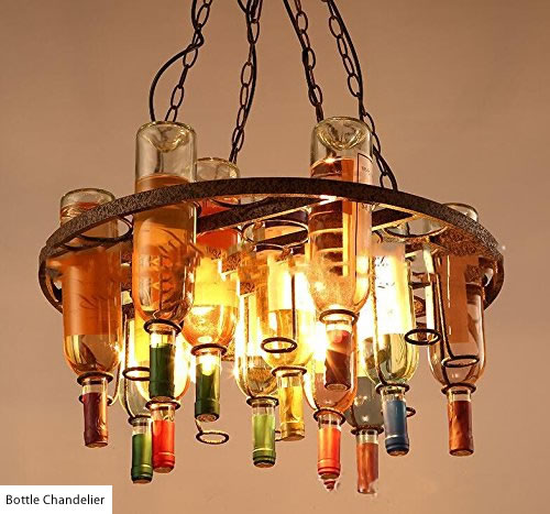 Round Bottle Chandelier with rings to suspend bottles - Wine Bottle Chandeliers – myDesign42