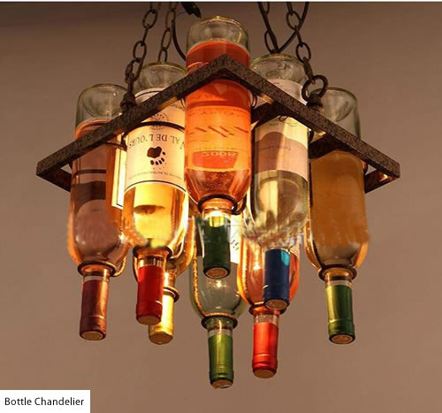 Small Square Bottle Chandelier with rings to suspend bottles - Wine Bottle Chandeliers – myDesign42