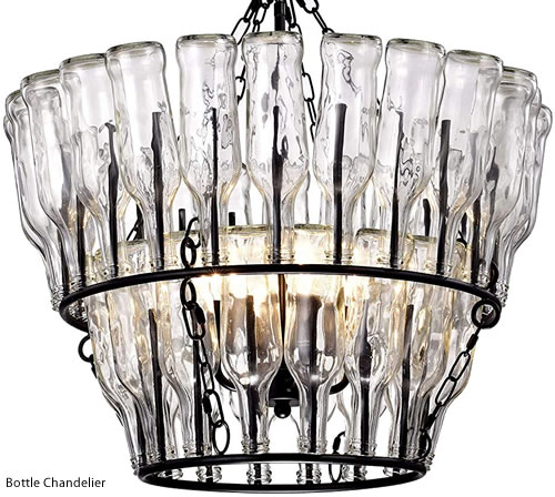 Two-Tier Bottle Chandelier has spikes to hold bottles - Wine Bottle Chandeliers – myDesign42