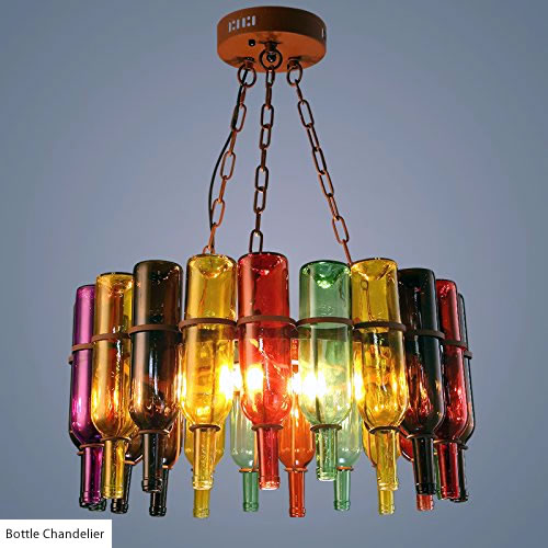 Round Bottle Chandelier with brightly colored bottles - Wine Bottle Chandeliers – myDesign42