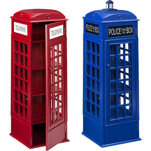 Harper Blvd OS1367ZH or Southern Enterprises AMZ1367ZH Red Phone Booth Storage Cabinet turned into a Doctor Who Police Box