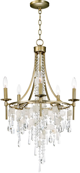  Maxim Lighting 14425CZGS Cebu Shell and Crystal Mini Chandelier - Capiz Chandeliers, Natural & Fresh