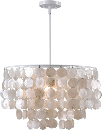 Kenroy Home 93409WH Shelley Capiz Shell Chandelier - Capiz Chandeliers, Natural & Fresh