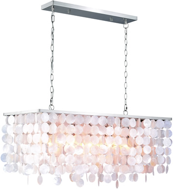 Rectangular Pendant from Vaxcel’s Elsa Collection with Capiz shell - Capiz Chandeliers, Natural & Fresh