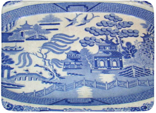 Blue Willow Platter - Blue and White Chinoiserie Memory Foam Mats