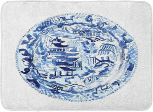 Chinoiserie Medallion - Blue and White Chinoiserie Memory Foam Mats