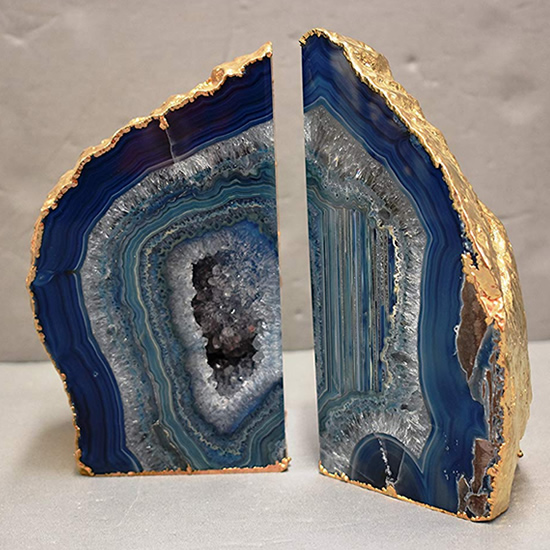 Blue enhanced agate bookends - Enhance Your Home with Blue Agate –A Beautiful Natural(ish) Mineral – myDesign42