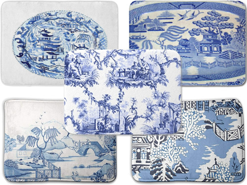 Blue and White Chinoiserie Memory Foam Mats