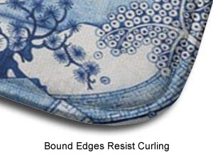 Bound edges resist curling, so you are less likely to trip. - Blue Willow Memory Foam Contour Toilet Mats