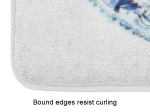 Bound edges resist curling - Blue and White Chinoiserie Memory Foam Mats
