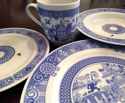 Set of CalamityWare Dishes - CalamityWare: Fun Twist on Blue Willow – myDesign42