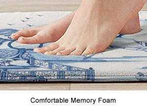 Dense, pliable memory foam core - Blue and White Chinoiserie Memory Foam Mats