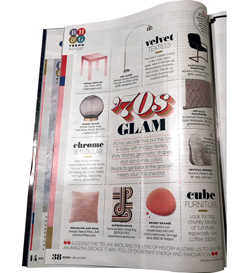 '70s Glam The Trend Issue of Better Homes & Gardens, March 2019 - Arc Lamp - '70s Glam